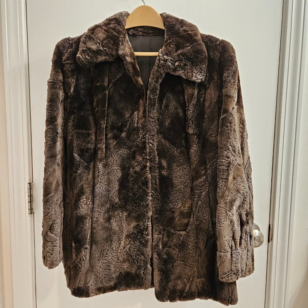 Vintage Genuine Sectioned Seal Fur coat Brown (70s / 80s) - Size XS